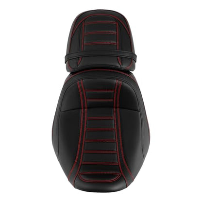 C.C. RIDER Low-Profile Rider&Passenger Seat Fit for Harley Touring 2023-2025 CVO Street Glide FLHXSE CVO Road Glide FLTRXSE 2024-2025 Street Glide FLHX Road Glide FLTRX FLTRXSTSE - size: 05# Black+ Red Stitchs