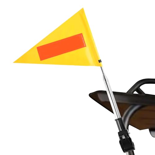 Golf Cart Flag Pole Reflective Safety Flag 8.6 x 11.8 Inches Yellow Triangular Flag with 9.8 inches Pole and 8mm Buckle - color: Yellow