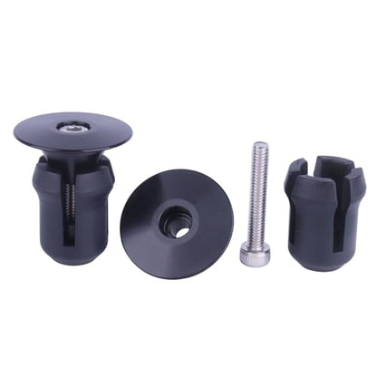 2 Pcs Aluminum Bike Handlebar End Plugs for Road Mountain Bike Handlebar Caps (Black) - color: Black