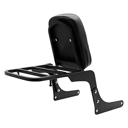 Motorcyle Rear Passenger Backrest Sissy Bar with Luggage Rack Pad Replacement for Honda Rebel 250 CMX250 CMX250C CA250 1985-2015,Black
