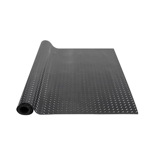 VEVOR Diamond-Plate Rubber Flooring Roll, 3 mm x 4 ft x 6 ft Garage Floor Mat, SBR Rubber Garage Flooring Roll, Easy to Clean, Diamond Plate Rubber Mat for Under Cars, Garage Industry Gym, Black - size: 4 ft x 6 ft