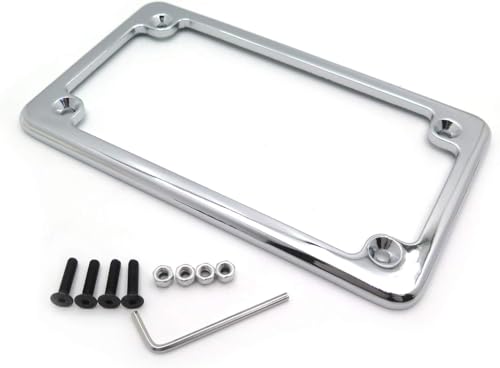 Billet Aluminum Motorcycle License Plate Frame 7x4 Inch Black Finish Fits Custom Chopper Springer Mini Bike Universal Axle Mount Applications - color: Chrome, size: Classic