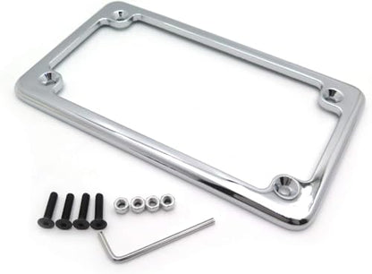 Billet Aluminum Motorcycle License Plate Frame 7x4 Inch Black Finish Fits Custom Chopper Springer Mini Bike Universal Axle Mount Applications - color: Chrome, size: Classic