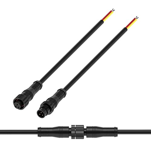 BTF-LIGHTING 3 Pin Electrical Metal nut Connector 18AWG IP68 Male Female Connector 7.87in/20cm Extension Cable for Car,Truck,Boat,Indoor/Outdoor LED Strip Lights/String 15mm Metal Nut Small Size - color: 1to1, size: 3 Pin Small Size