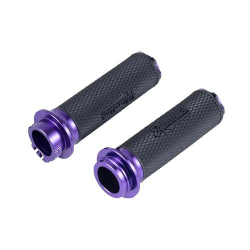 Advanblack AXION Performance Grips, Cable Throttle Hand Grips Compatible with Harley Touring Road Glide Street Glide, Softail - color: Purple