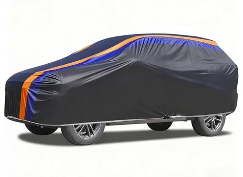 DINGHAO Car Cover Waterproof All Weather with Hot Stitching for Automobiles,6 Layers Outdoor Full Exterior Cover Sun UV Rain Snow Wind Protection Fit for 181"(181 * 73 * 65 inch) SUV - color: Orange, size: SUV-S