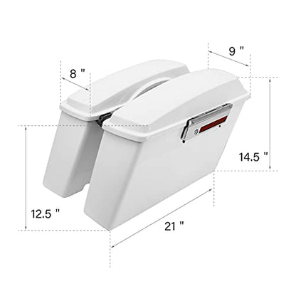 XMT-MOTO Hard Saddlebags Saddle bags Fit for Harley 1994-2013 Touring models road glide road king ultra street glide electra glide and 1984-2017 Softail models White - color: White, size: Standard