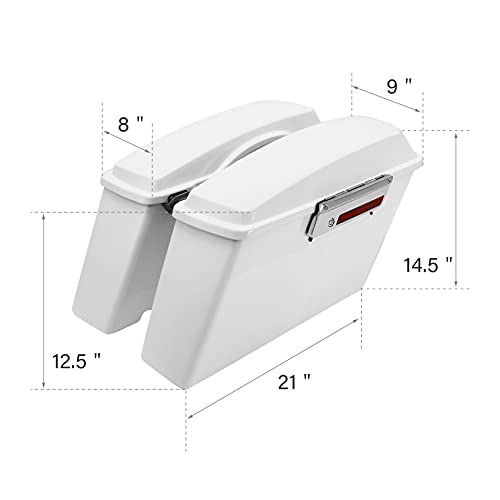 XMT-MOTO Hard Saddlebags Saddle bags Fit for Harley 1994-2013 Touring models road glide road king ultra street glide electra glide and 1984-2017 Softail models White - color: White, size: Standard