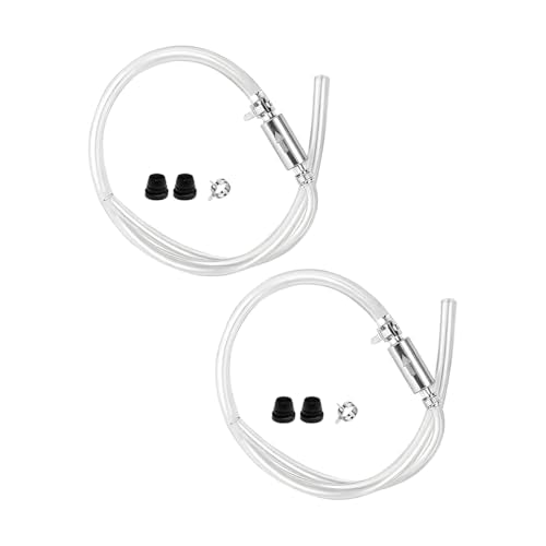 Bittwee Motorcycle Brake Bleeder Hose, 2 Set One Way Check Motorbike Brake System Bleeding Tools with Screw Caps, Motocross Stop Fluid Bleeder Kit, Universal for Motocross Dirt Bike Scooters - size: 2PC