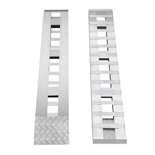 Pair of 80" x 15" Aluminum Truck Car Auto Trailer Ramps 6000lbs Capacity Loading and Unloading Ramps with Crossbar Universal Bike Motorcycle ATV Lawnmower Ramp Hook End - size: 15”W x 80”L