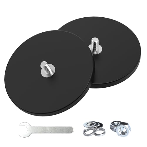Magnetpro 2 Pieces Strong Rubber Coated Mounting Magnets Anti-Scratch & Anti Corrosion, Over 120 LB Adhesive Power, with 1/4"-20 Stainless Steel Male Thread and Nut for PTZ, Camera - size: 120LB - 1/4"-20 Male SS 2P