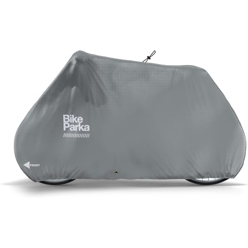 BikeParka Stash Bike Cover - Lightweight, Waterproof & Durable Protection from Rain & Snow - Adjustable for Any Bike for Indoor/Outdoor Use, Stuff Sac Included (Pavement Grey) - color: Pavement Grey
