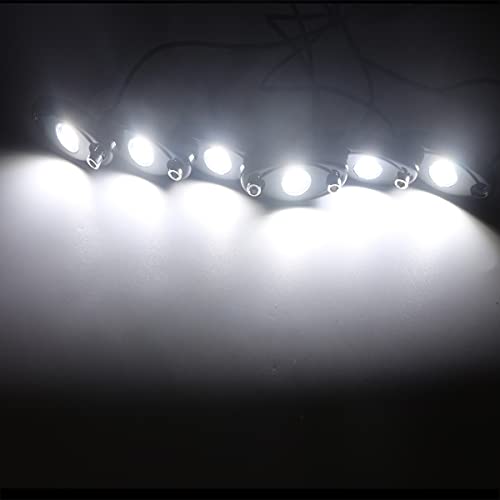 White LED Rock Lights 6 Pod Waterproof LED Neon Underglow Light for Car Truck ATV UTV SUV Off Road Underbody Glow Trail Rig Lamp Rock Lights (White) - color: White, size: 6 Pods