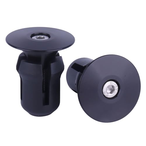 2 Pcs Aluminum Bike Handlebar End Plugs for Road Mountain Bike Handlebar Caps (Black) - color: Black