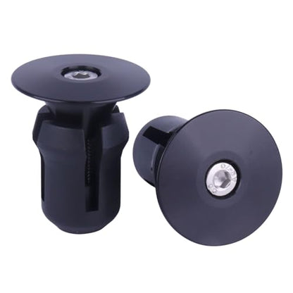 2 Pcs Aluminum Bike Handlebar End Plugs for Road Mountain Bike Handlebar Caps (Black) - color: Black