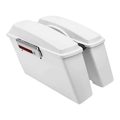 TCMT Hard Saddle bags Saddlebag Trunk & Liners Carpet Insert Fits For Harley Touring Road King Road Street Glide Ultra Classic FLHT FLHR FLHX 1994-2013 - color: White Chrome Latches#B