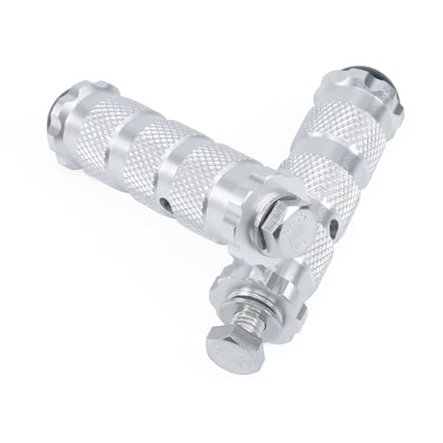 PROCNC Universal Anti-slip 8mm Motorcycle Foot Pegs with Install Bolts Foot Pegs Fit for Aprilla Honda Kawasaki Ducati Suzuki Yamaha Triumph MV etc (Sliver) - color: silver