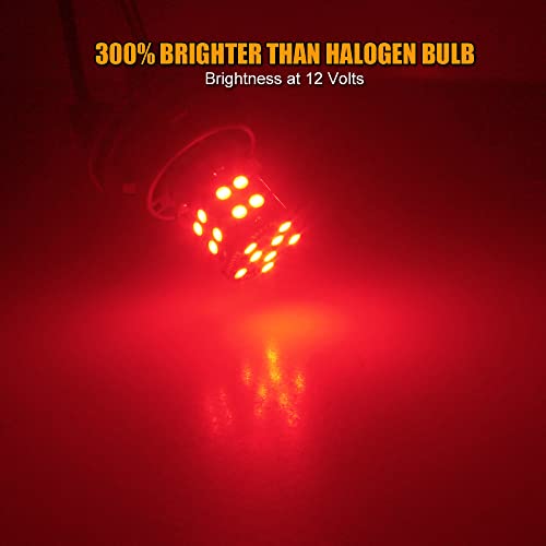 EBAIFUN Flashing 12V BAY15D 1157 LED Strobe Brake Light Brilliant Red Stop Tail Parking 2057 7528 1154 3496 2057A 1157A Dual Filament Base Replacement Bulb for Car Truck Motorcycle and Trailer 2-Pack