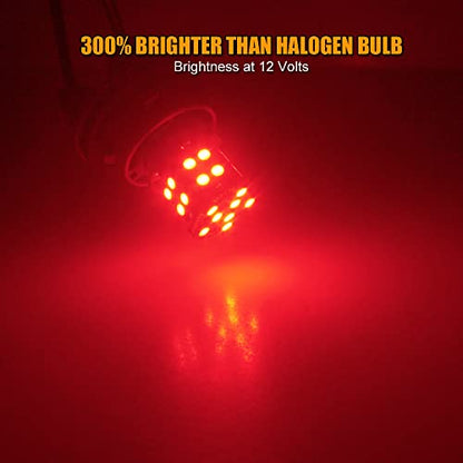 EBAIFUN Flashing 12V BAY15D 1157 LED Strobe Brake Light Brilliant Red Stop Tail Parking 2057 7528 1154 3496 2057A 1157A Dual Filament Base Replacement Bulb for Car Truck Motorcycle and Trailer 2-Pack