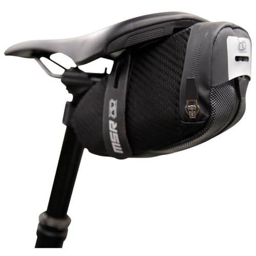 MSR Bicycle Seat Bag Black Bike Under Seat Saddle Bag for Mountain or Road Extra Storage and Taillight Mount
