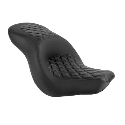 One-Piece Driver Passenger Seat Motorcycle 2-Up Seat Compatible with Harley Softail Sport Glide FLSB Low Rider FXLR FXLRS FXLRST 2018-Later (Black Diamond Stitching) - style: Black Diamond Stitching