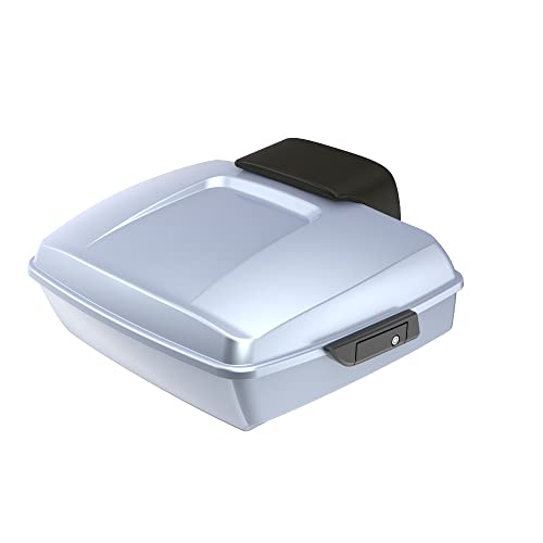 Advanblack Atlas Silver Metallic Chopped Tour Trunk Pack Black Latches Compatible with Harley Touring 14-25 Road Glide Street Glide- Weather Resistant, Spacious Storage for Daily & Short Touring - color: Atlas Silver Metallic, size: Chopped Rear Tour Trun
