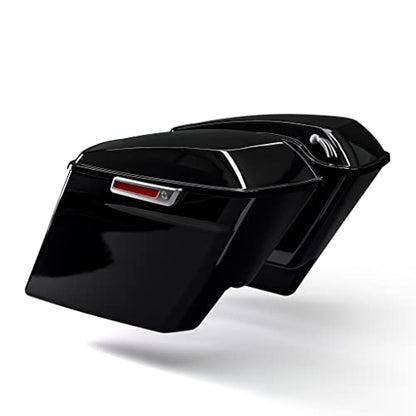 TCT-MOTORPARTS 5" Stretched Extended Hard Saddlebags Fit for Harley Touring 2014-later Road King Road Street Electra Glide Ultra-Classic - color: Stretched Vivid Black