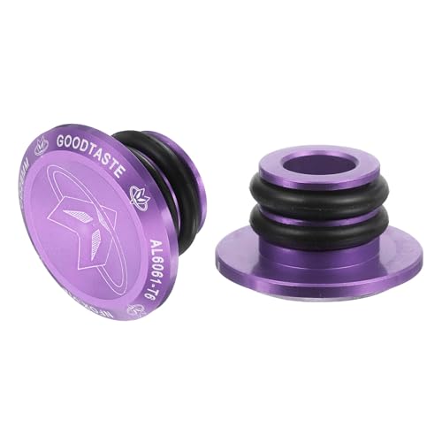 HARFINGTON Bar End Plugs Aluminum Handlebar End Caps Bike Plugs with Matching Rings for MTB Road BMX Fixed Gear Bike, Purple - color: Purple