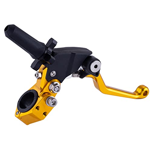 7/8" 22mm Universal Motorcycle Aluminum 360 ° Alloy Foldable Clutch Handle Motorcycle Clutch Handle with Mounting Seat for Motorcycle Street Sport Dirt Pit Mini Bikes Scooter ATV-Gold - color: Gold
