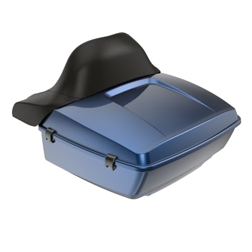Advanblack Big Blue Pearl King Tour Trunk Pack, Black Mount Bracket, Top Luggage Rack, Red Trunk Pak Liners Fit for 09-Later Harley Touring, Road Glide, Street Glide Special, Electra Glide - color: Big Blue Pearl