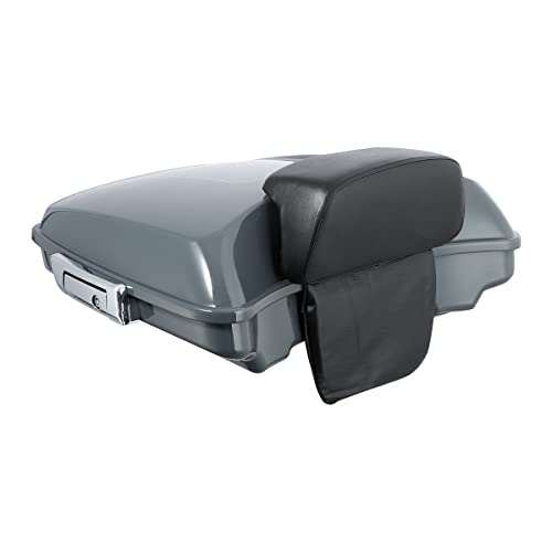 XFMT Motorcycle 5.5" Gunship Gray Razor Trunk Luggage W/Passenger Backrest Pad For Harley Touring Road King Street Glide Road Glide Electra Glide Ultra Classic 2014-Later - color: Gunship Gray Set 1