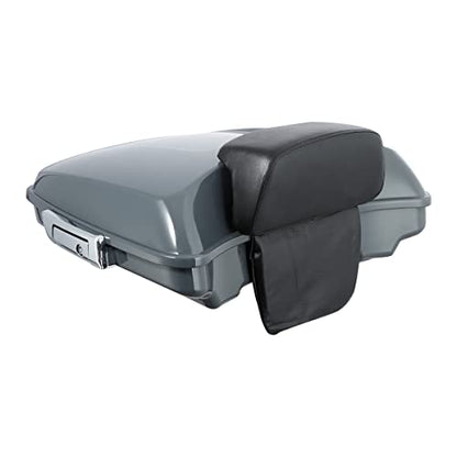 XFMT 5.5" Gunship Gray Razor Trunk W/Backrest Pad + Black Mount Bracket + Docking Kits For Harley Touring Road King Street Glide Road Glide Electra Glide Ultra Classic 2014-Later - color: Gunship Gray Set 8