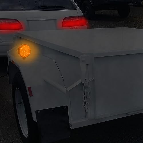 2-Pack 4" Round Dual-Face Amber LED Hazard Warning Lights | 12V Pedestal Mount Flashing Strobe Caution Light for Tractor, Trailer, Truck, RV, Off-Road, Boat & Emergency Vehicles - size: 2Pcs Warning Light