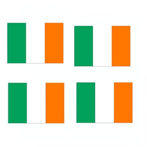 4 PCS Flag Stickers - Ireland Flag Stickers Decals for Cup Computer Laptop Car Bumper Window Helmet Musical Instrument with Smooth Surface - size: Ireland