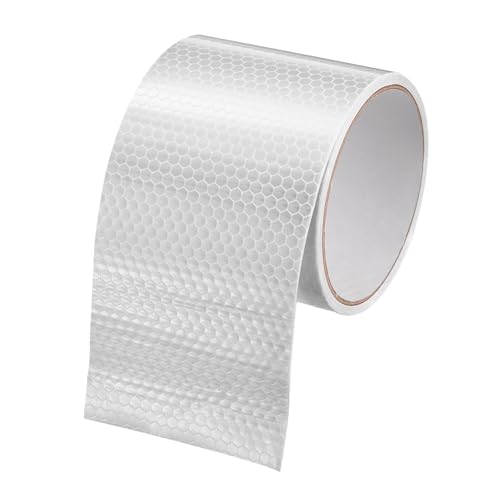MECCANIXITY Reflective Tape, 3" x 10 Ft Night Safety Caution Warning Tapes Adhesive Tapes Waterproof PVC Marking Stickers for Trailers Motorcycle Steps Floor Boats Floor, White - color: White, size: 3 Inch x 10 Ft