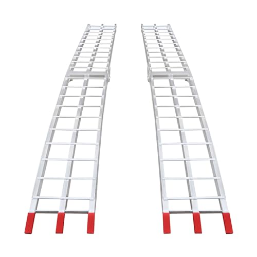 2 Pcs Aluminum Trailer Ramps, 3000lbs 89" x 11" Folding Loading Ramps Heavy-Duty Anti-Slip Universal Loading Ramp w/Top Hook & 2 Safety Straps for Snowmobile Trucks Tractors UTVs ATVs, Lawnmowers - size: 89 x 11 Inch 3000LBS