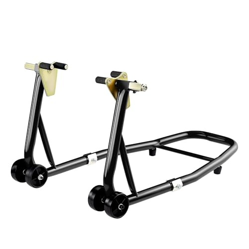 Universal Motorcycle Stand Front Rear Combo, 1000 LBS Heavy Duty Wheel Lift Stands with U Adjustable Swingarm, fits for Diversity of BMW, Suzuki, Yamaha, Honda, Kawasaki, Black - color: Black-2pcs