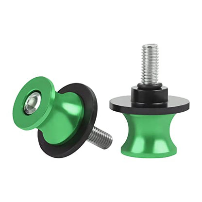CHIFUN 2Pcs 10MM M10 X1.5/1.25 Motorcycle Swing Arm Spools Sliders CNC Aluminum Swingarm Spools Stand Screw Compatible with VULCAN S 650 900 Ninja 250 300 ZX-10R ZX-6R(Green) - color: Green