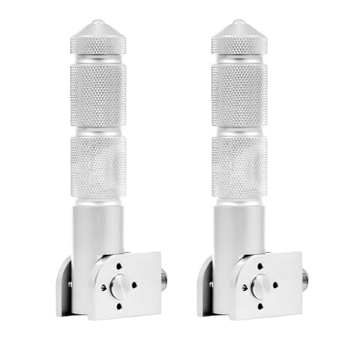 povtii 2 PCS Motorcycle Foldable Foot Pegs, 90 Degree Electric Motorbike Passenger Footrests Rearsets, 8MM Universal Motorcycle Bicycle Folding Passenger Footpeg Supports (Silver) - color: Silver