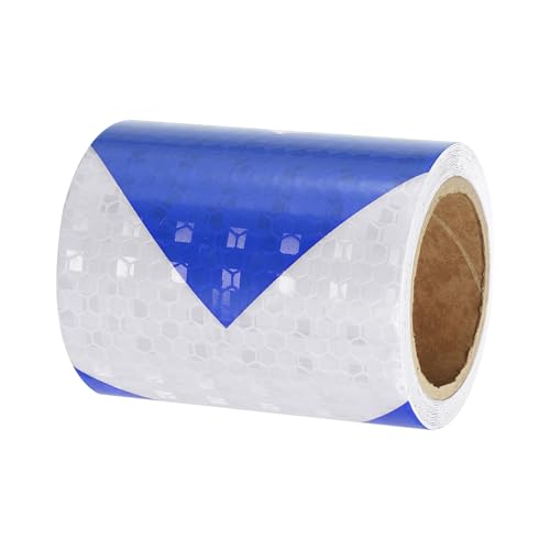 Reflective Tape, 1 Roll 3 Inch x 10 Ft Waterproof Self Adhesive High Visibility Caution Warning Safety Tape Reflector for Trucks Trailers Cars, Arrow Blue White