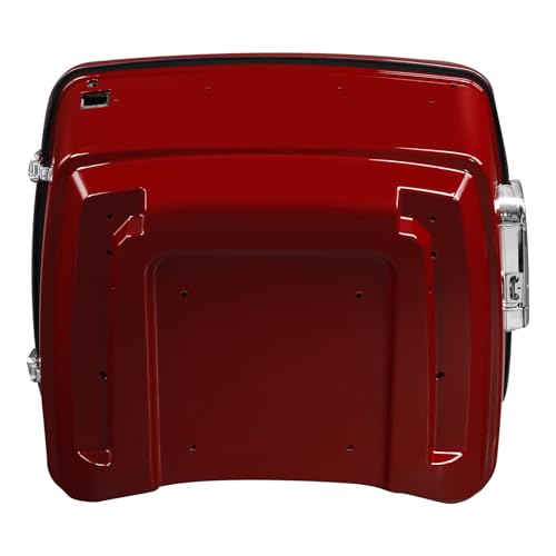 TCMT 13.7" King Motorcycle Trunk Box W/Latch Key Fit For Harley 2014-2025 Touring CVO Road King Road Glide Street Glide Electra Glide Ultra Limited Billiard Red/Vivid Black - color: Billiard Red/Vivid Black(W Speaker Holes)