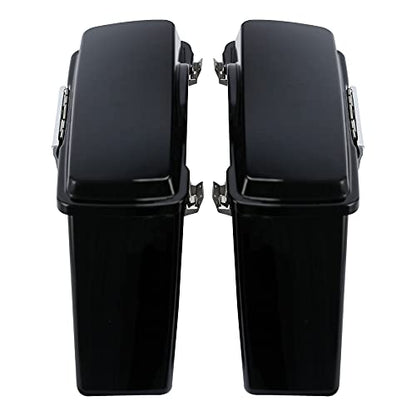 SLMOTO Hard Saddle bags Saddlebag Trunk W/Latch Keys Fits For Harley Touring Road Glide Road King Street Glide Electra Glide 1994-2013 - color: Matte Black
