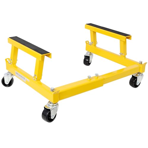Motorcycle Engine Cradle Dolly 1500lbs, Engine Stand with 4×360° Swivel Wheels Heavy Duty Racks for Motorcycle Maintenance, Engine Stand (Yellow) - color: Yellow