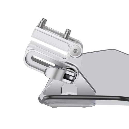 Justech Universal Motorcycle Windshield, Motorbike Windscreen Adjustable Clip On Windshield Extension Spoiler Wind Air Deflector Universal Fit for Motorcycles, Scooters-Smoke, Silver Bracket