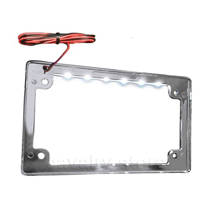 Chrome License Plate Bracket with LED Lights for Yamaha Kawasaki Suzuki Victory Honda