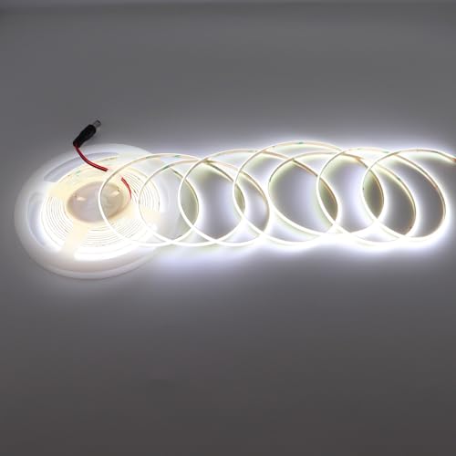 COB LED Strip Light, Ultra-Thin 12V 3mm16.4ft Ultra High Density Tape Light, 480LED/m, CRI 90+, Flexible Cuttable LED Lighting for Home Indoor Decor (Without Power Supply) - color: 6000K Cool White