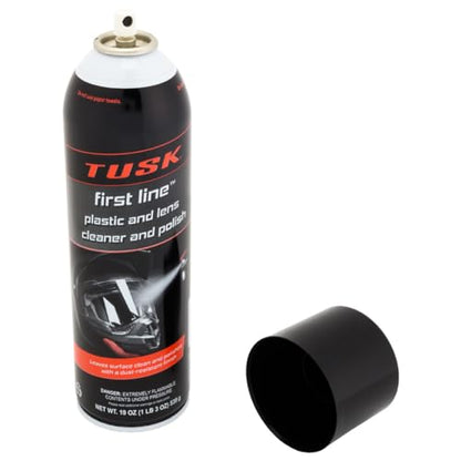 TUSK First Line Plastic & Lens Cleaner and Polish 19 oz – Cleaner, Polish & Protectant for Plastic, Acrylic & Polycarbonate – Dust & Fog Resistant for Helmets, Windshields, UTV/ATV, Automotive
