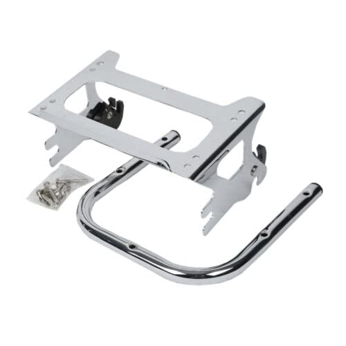TCMT King Motorcycle Trunk Backrest Pad Two Up Mounting Rack Fit For Harley Touring 1997-2008 Electra Glide Road Glide Street Glide Pack - color: No Speaker Holes: Style C Chrome Rack
