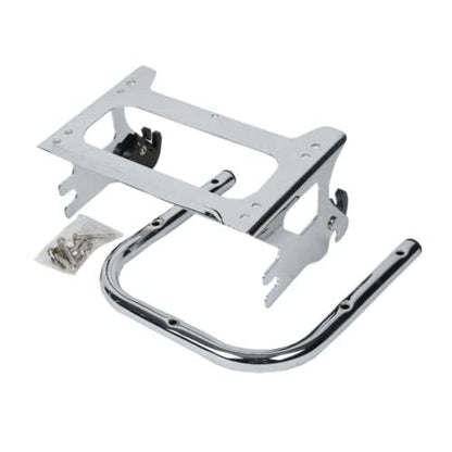 TCMT King Motorcycle Trunk Backrest Pad Two Up Mounting Rack Fit For Harley Touring 1997-2008 Electra Glide Road Glide Street Glide Pack - color: No Speaker Holes: Style C Chrome Rack