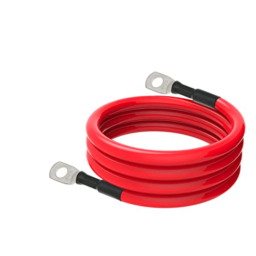 6 AWG Battery Cables 6 Gauge Battery Power Inverter Cable with 5/16 Inch Tinned Copper Lugs Both Ends for Solar Marine Boat RV Car Motorcycle 2 pcs (3FT) - size: 3FT